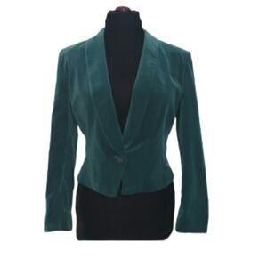 Maison Blanche Blazer Green Crushed Velvet Shawl Collar Lined Medium Festive
